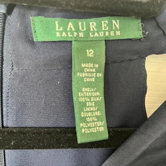 Lauren Ralph Lauren navy silk semi-formal dress with pockets - 12 - Picture 3 of 6